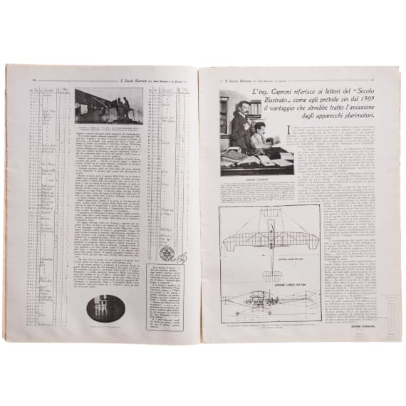 Neun Luftfahrtmagazine, einige mit Caproni-Artikeln, Italien, 1917 - 1919