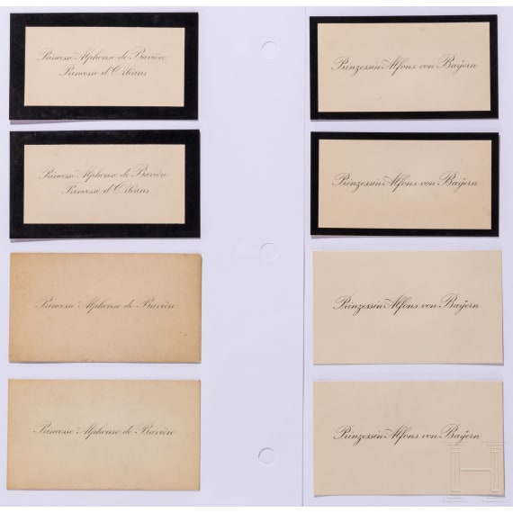 Prinz und Prinzessin Alfons von Bayern - Sammlung von ca. 670 Visiten- und Besucherkarten des europ&auml;ischen Adels, der gehobenen Gesellschaft, der Kirche oder des Milit&auml;rs, ab etwa 1870