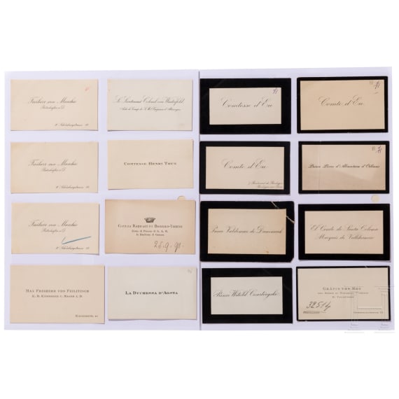 Prinz und Prinzessin Alfons von Bayern - Sammlung von ca. 670 Visiten- und Besucherkarten des europ&auml;ischen Adels, der gehobenen Gesellschaft, der Kirche oder des Milit&auml;rs, ab etwa 1870