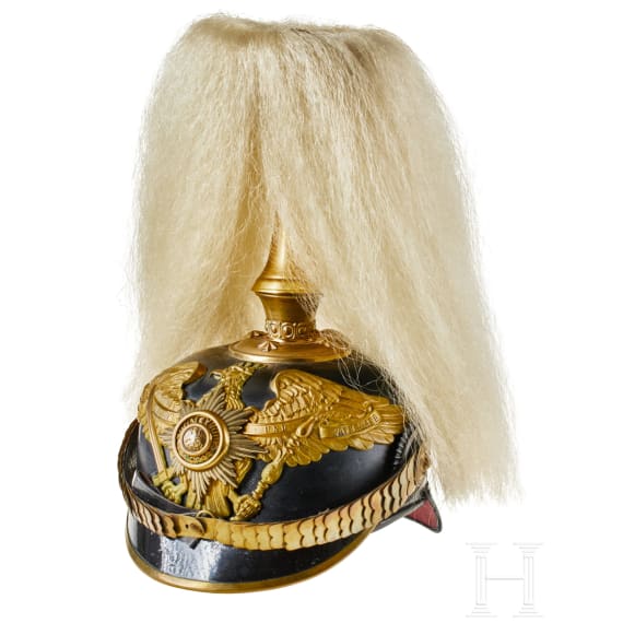 Preu&szlig;en - Helm f&uuml;r einen Offizier der Garde-Fu&szlig;-Artillerie-Regimenter, mit Paradebusch