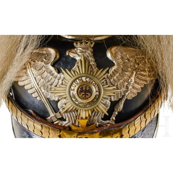 A helmet for Prussian Guard Reserve Pioneer Officers, with bush