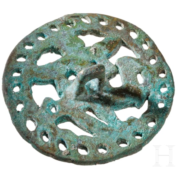 Compartmentsiegel aus Bronze mit gefl&uuml;gelter "G&ouml;ttin" auf Tier, Baktrien, 2. Jtsd. v. Chr.