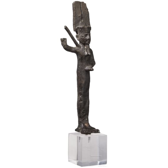 Bronzene Votivstatuette der Fruchtbarkeitsgottheit Min, Sp&auml;tzeit, mittleres Drittel 1. Jtsd. v. Chr.