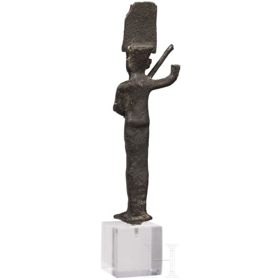 Bronzene Votivstatuette der Fruchtbarkeitsgottheit Min, Sp&auml;tzeit, mittleres Drittel 1. Jtsd. v. Chr.