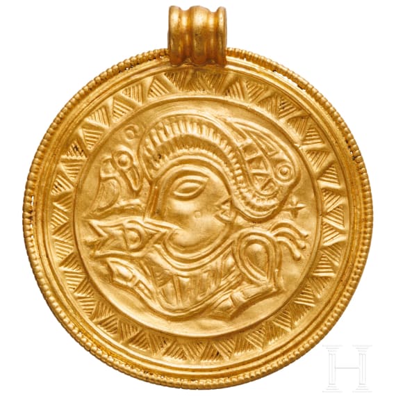 Nordgermanischer Schmuckbrakteat aus Gold (C-Brakteat), sp&auml;tes 5. - Mitte 6. Jhdt.