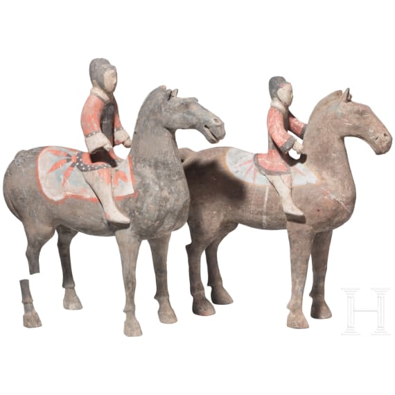 Zwei Reiterfiguren, China, westliche Han-Dynastie (206 v. Chr. - 8 n. Chr.)