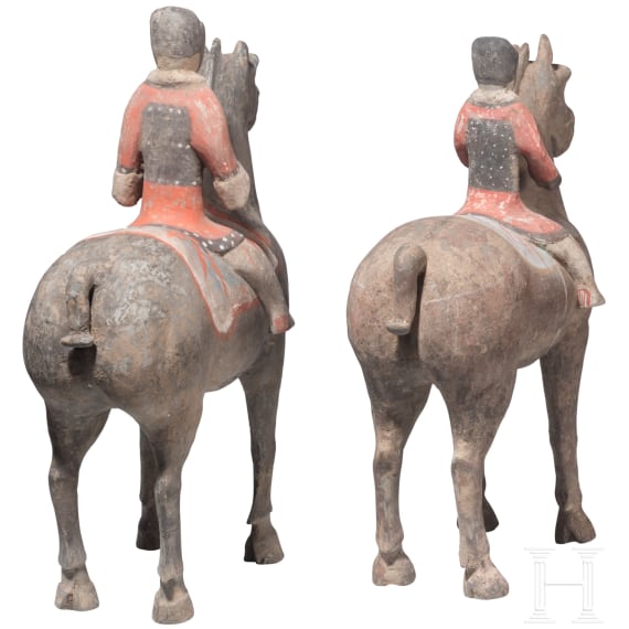 Zwei Reiterfiguren, China, westliche Han-Dynastie (206 v. Chr. - 8 n. Chr.)