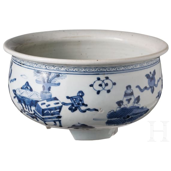 Blau-wei&szlig;e Schale, China, 20. Jhdt.