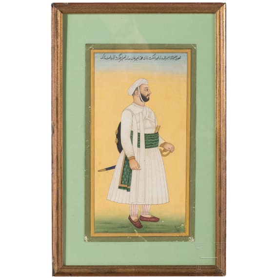 Seltenes Portr&auml;t des Tonk-Staatsgr&uuml;nders Nawwab Muhammad Amir Khan Shamshir Jang in Gouache, Indien, 19./20. Jhdt.