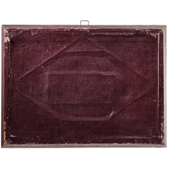 Biedermeier-Schaukasten mit Ansicht von Schloss Kieslingswalde, Schlesien, 1. H&auml;lfte 19. Jhdt.