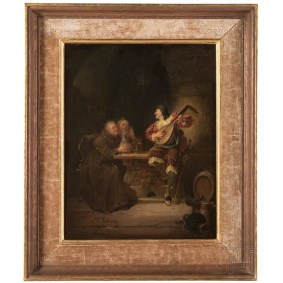 Jakob Emmanuel Gaisser (1825 - 1899) - "M&ouml;nche beim Feierabend", s&uuml;ddeutsch, 19. Jhdt.