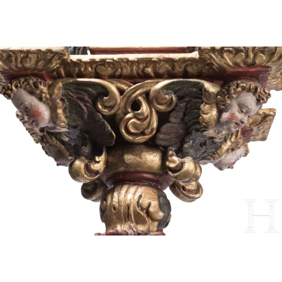 Bedeutende Prozessionsstange mit Hl. Nikolaus, s&uuml;ddeutsch, um 1680