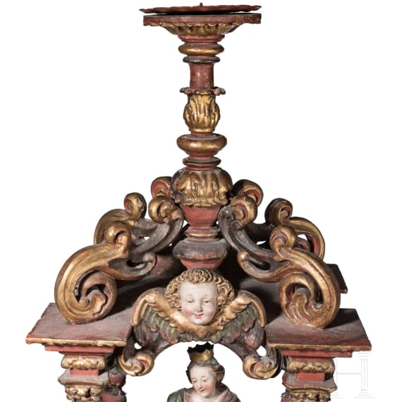 Bedeutende Prozessionsstange mit Hl. Katharina, s&uuml;ddeutsch, um 1680
