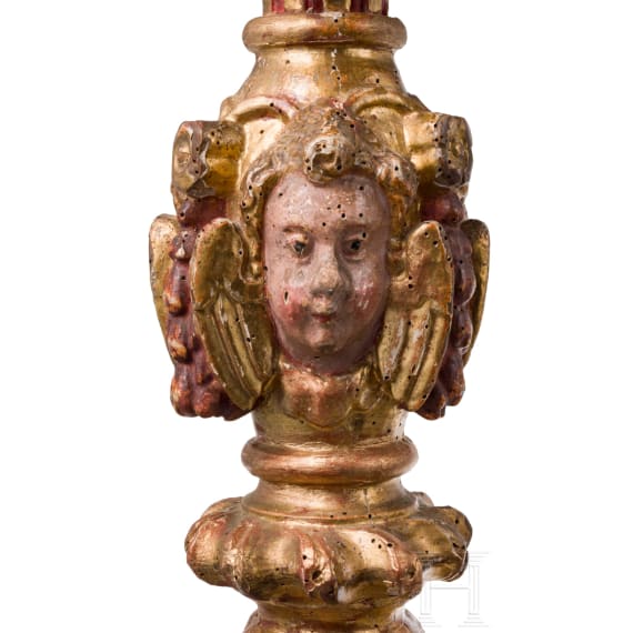 Ein Paar Lampenf&uuml;&szlig;e aus barocken Prozessionsstangen (2. H&auml;lfte 17. Jhdt.), s&uuml;ddeutsch, 19. Jhdt.
