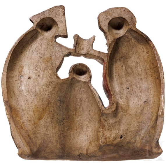 Marienkr&ouml;nung aus gefasster Keramik, Landshut, 17. Jhdt.