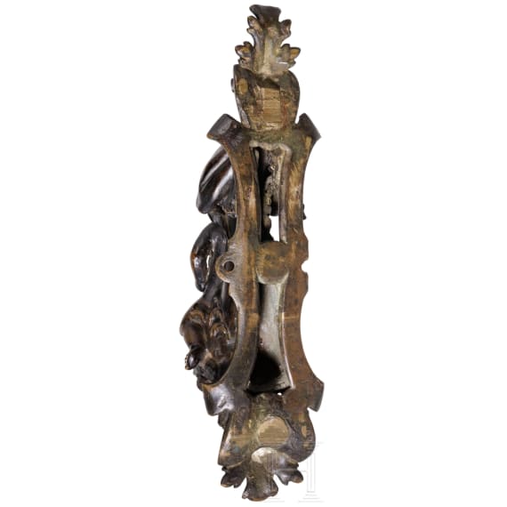 Plastischer T&uuml;rgriff aus Bronze, fl&auml;misch, um 1700