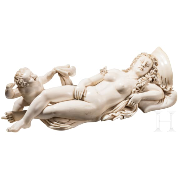 Venus und Amor aus Elfenbein, wohl fl&auml;misch, 17./18. Jhdt.