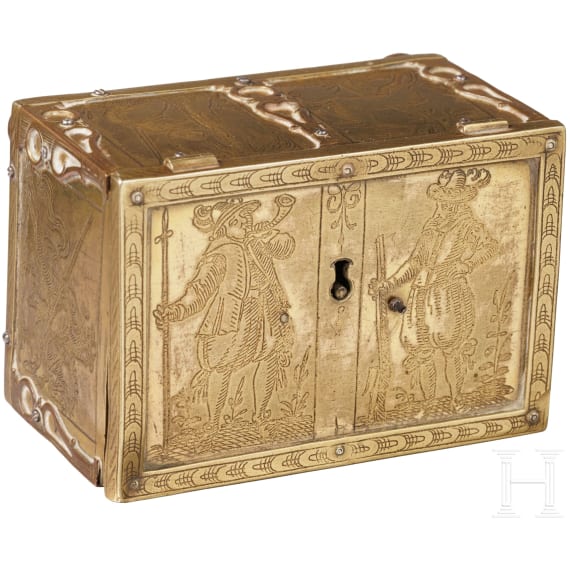 Vergoldete jagdliche Miniaturkassette, Werkstatt Michel Mann, N&uuml;rnberg, um 1620