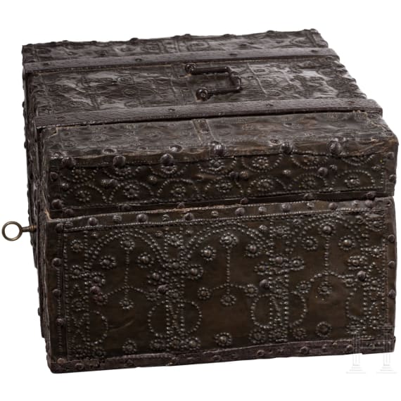 Mit Messingblech beschlagene Kassette, Niederlande, datiert 1749