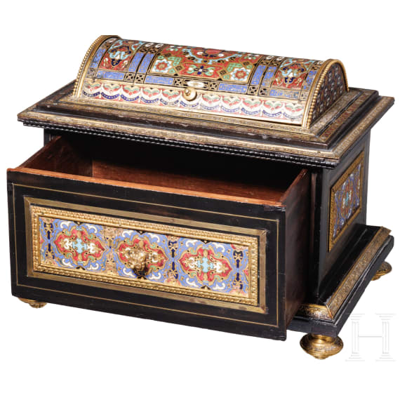 Schatulle mit Emaille-Dekor, Spanien, um 1880