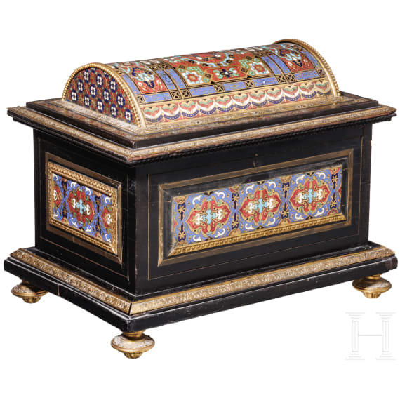 Schatulle mit Emaille-Dekor, Spanien, um 1880