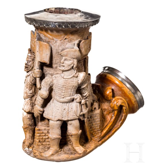 Aufwendig geschnitzter Pfeifenkopf aus Meerschaum, deutsch, 19. Jhdt.