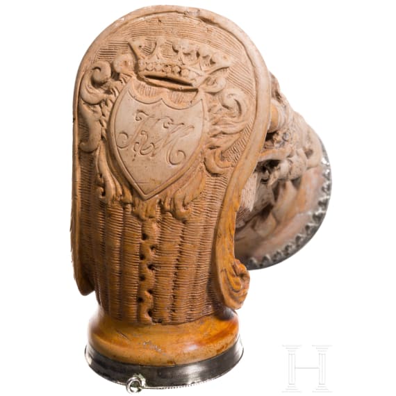 Aufwendig geschnitzter Pfeifenkopf aus Meerschaum, deutsch, 19. Jhdt.