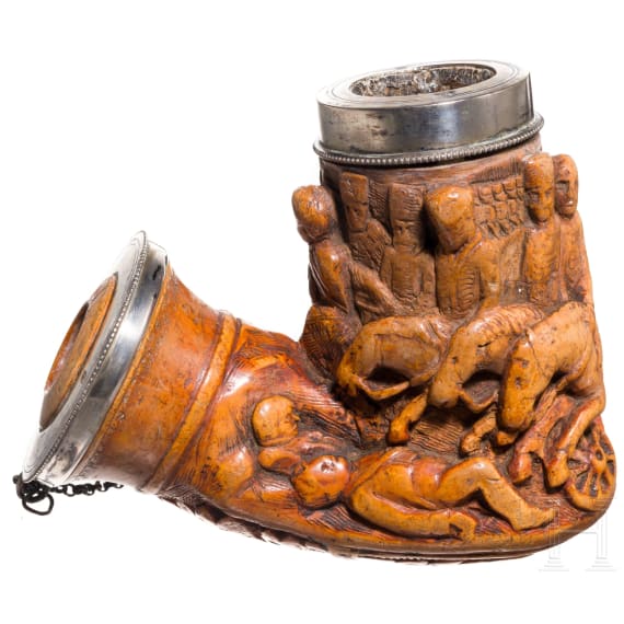 Beschnitzter Pfeifenkopf aus Meerschaum, deutsch, 19. Jhdt.