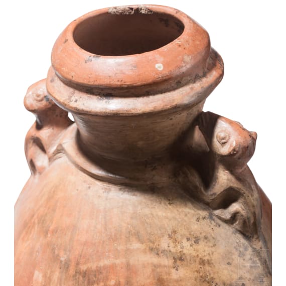 Flasche mit fig&uuml;rlichen Henkeln, Peru, Moche-Kultur, 4. - 8. Jhdt.