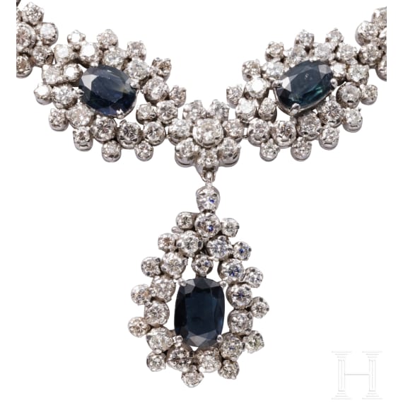 Prunkvolles, wandelbares Collier mit Saphieren und Brillanten (ca. 11,66ct)