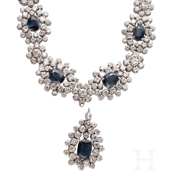 Prunkvolles, wandelbares Collier mit Saphieren und Brillanten (ca. 11,66ct)