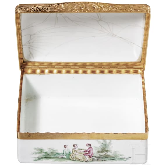 Goldmontierte Schnupftabakdose aus Emaille, Berlin, um 1760