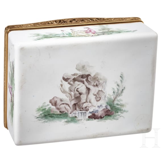 Goldmontierte Schnupftabakdose aus Emaille, Berlin, um 1760