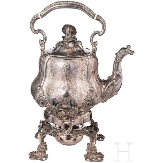 Gro&szlig;er Odiot-Samowar mit Rechaud (Teekocher), Paris, um 1840