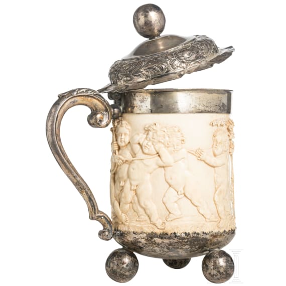 Elfenbeinhumpen mit Silbermontierung, wohl deutsch, 19. Jhdt.