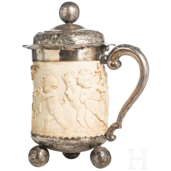 Elfenbeinhumpen mit Silbermontierung, wohl deutsch, 19. Jhdt.