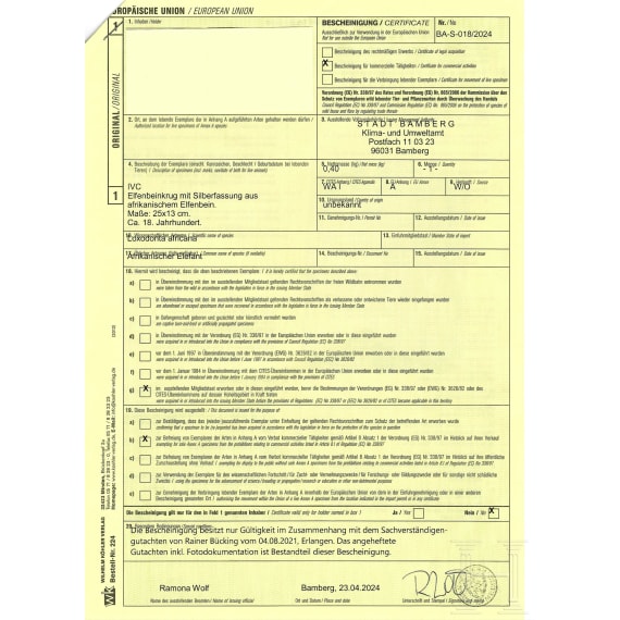Elfenbeinhumpen mit Silbermontierung, wohl deutsch, 19. Jhdt.