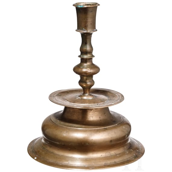 A bell-bottom candlestick with maker's mark, Nuremberg, circa 1720