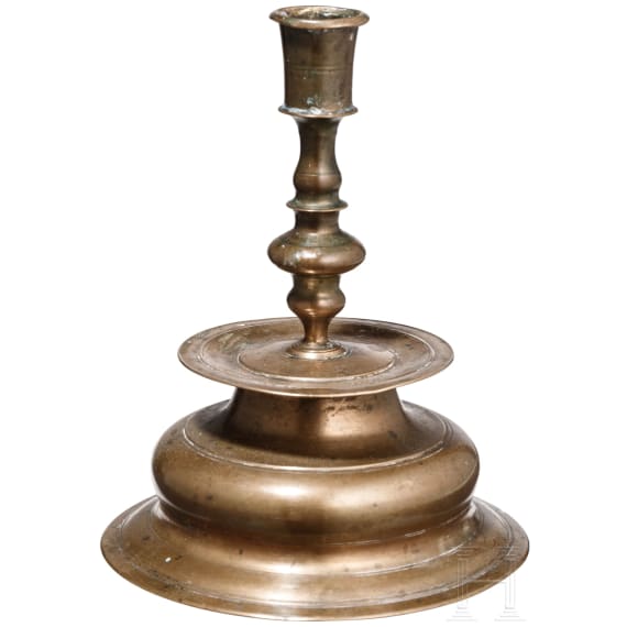 A bell-bottom candlestick with maker's mark, Nuremberg, circa 1720