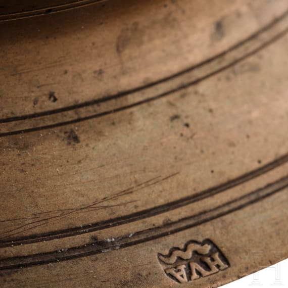 A bell-bottom candlestick with maker's mark, Nuremberg, circa 1720