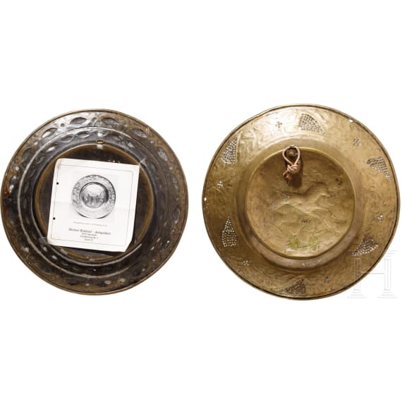 Two Frisian brass alms dishes, 18th century