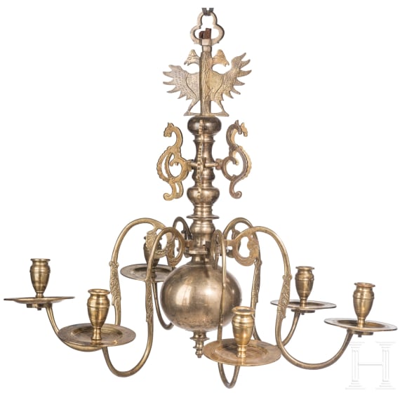 A baroque brass chandelier, Nuremberg, mid-17th century