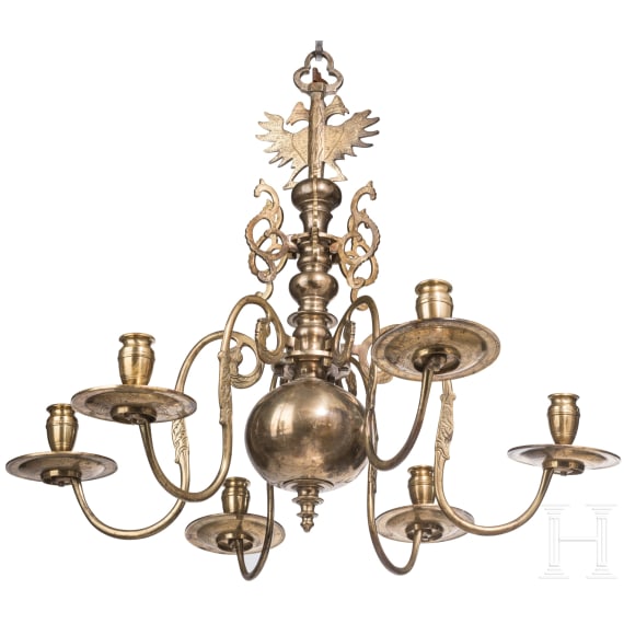 A baroque brass chandelier, Nuremberg, mid-17th century