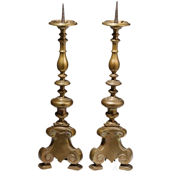 A pair of heavy Italian chandeliers, circa 1700