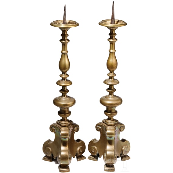 A pair of heavy Italian chandeliers, circa 1700