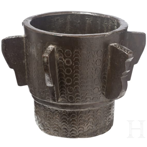 A large Hispano-Moresque bronze mortar, 16th/17th century