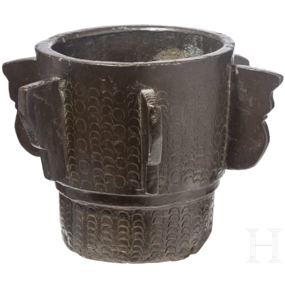 A large Hispano-Moresque bronze mortar, 16th/17th century