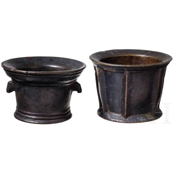 A Spanish and a German mortar, 18th century