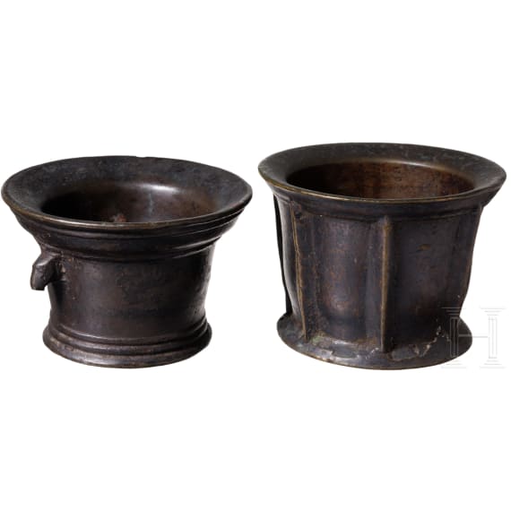 A Spanish and a German mortar, 18th century