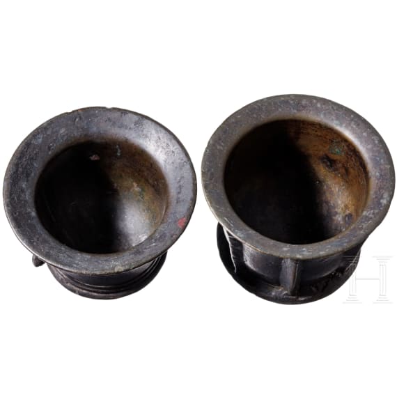 A Spanish and a German mortar, 18th century